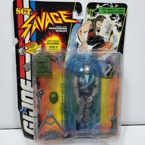 1994 GI Joe Sgt Savage & Screaming Eagle Cryo Freeze Action Figure Card Damage